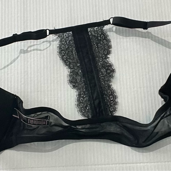 Victoria's Secret Black Push Up Lace Bra Bombshell Front Closure Racerback - Picture 2 of 5